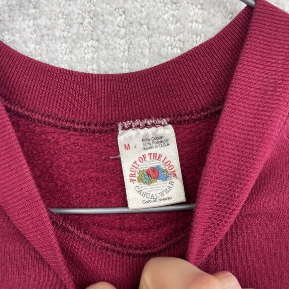 Vintage Fruit of the Loom Cotton Blank Dark Red Sweatshirt Made In USA Sz M - Picture 5 of 13